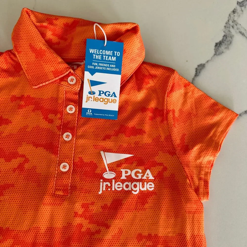 Garb Girls Orange Camo PGA Jr League Golf Polo - medium